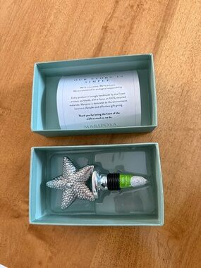 Mariposa silver starfish wine stopper New with Tags